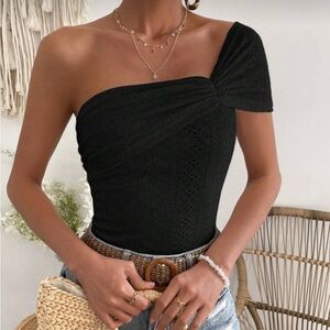 Elegant Black One-Shoulder Top NWT